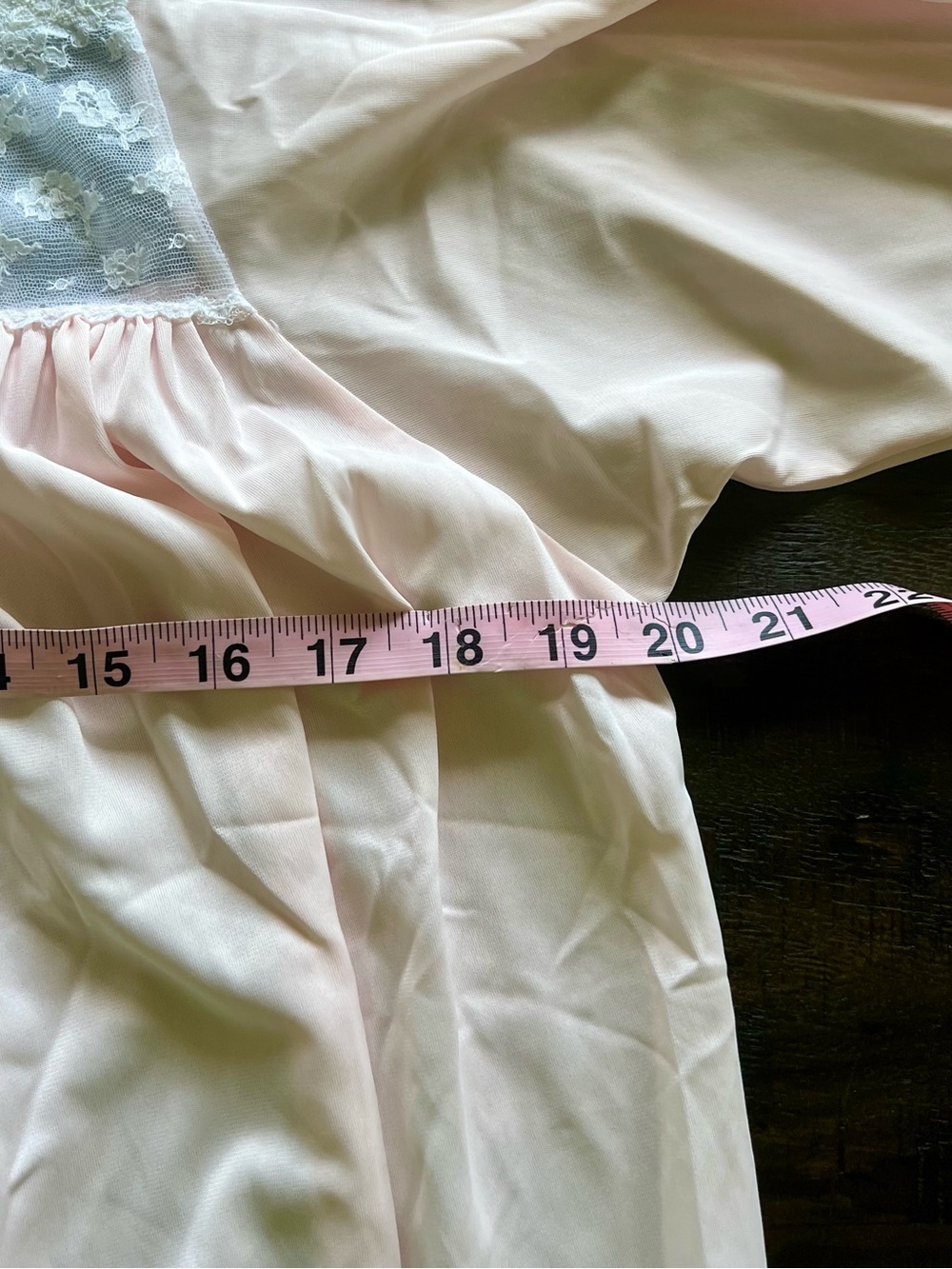 Vintage Lord & Taylor Nightgown Pink & white Stain Sheer white lace trim medium - Picture 7 of 8